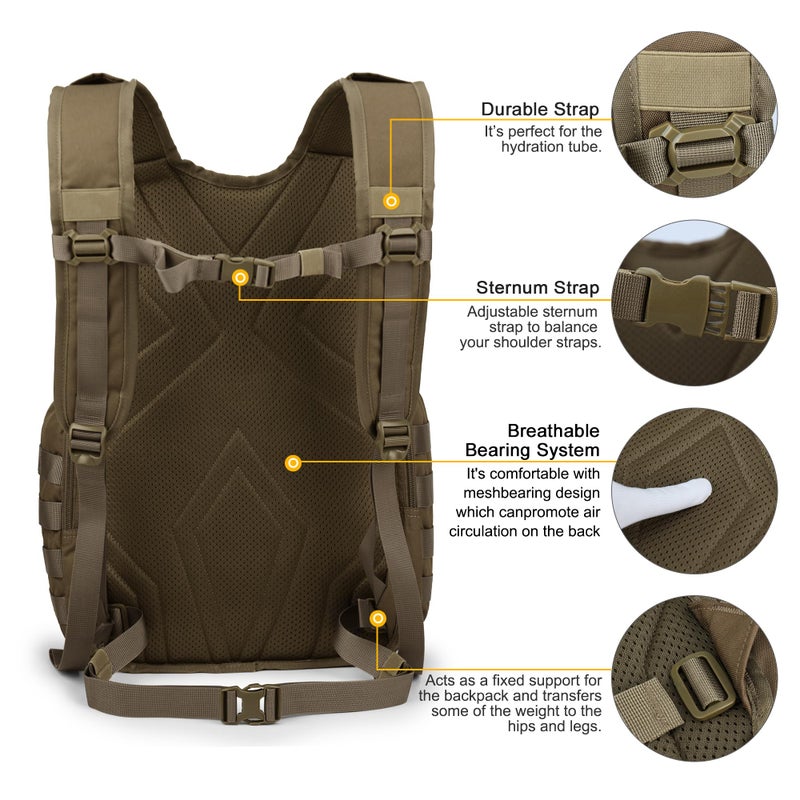 Mardingtop 25L Tactical Backpacks Molle Hiking daypacks for Camping Hiking Military Traveling Motorcycle Khaki - Image 5